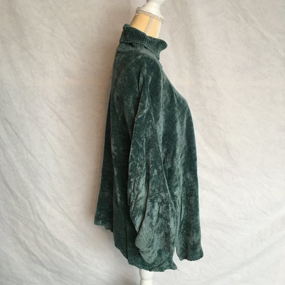 525 America Vtg 90s Chenille Turquoise Turtleneck - Picture 6 of 6